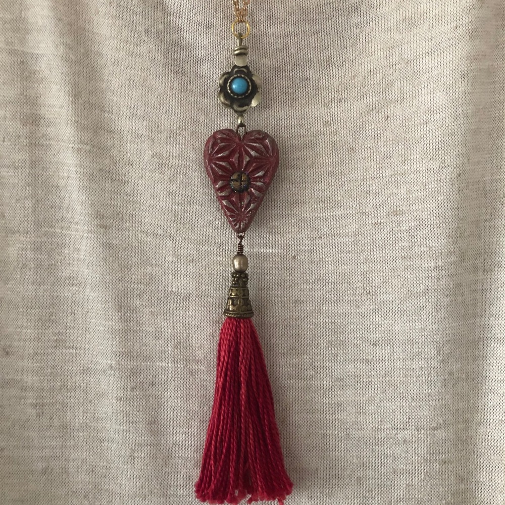 Tassel Necklace on Vintage Chain